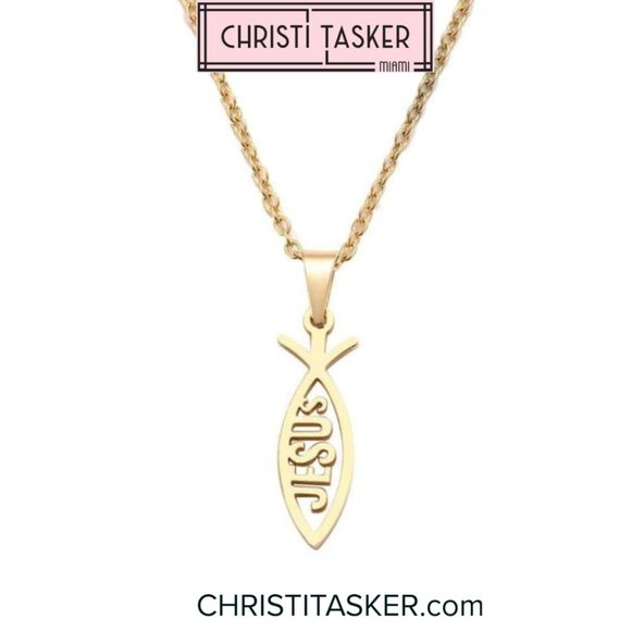 JESUS Fish Shape Necklace - Picture 1 of 4